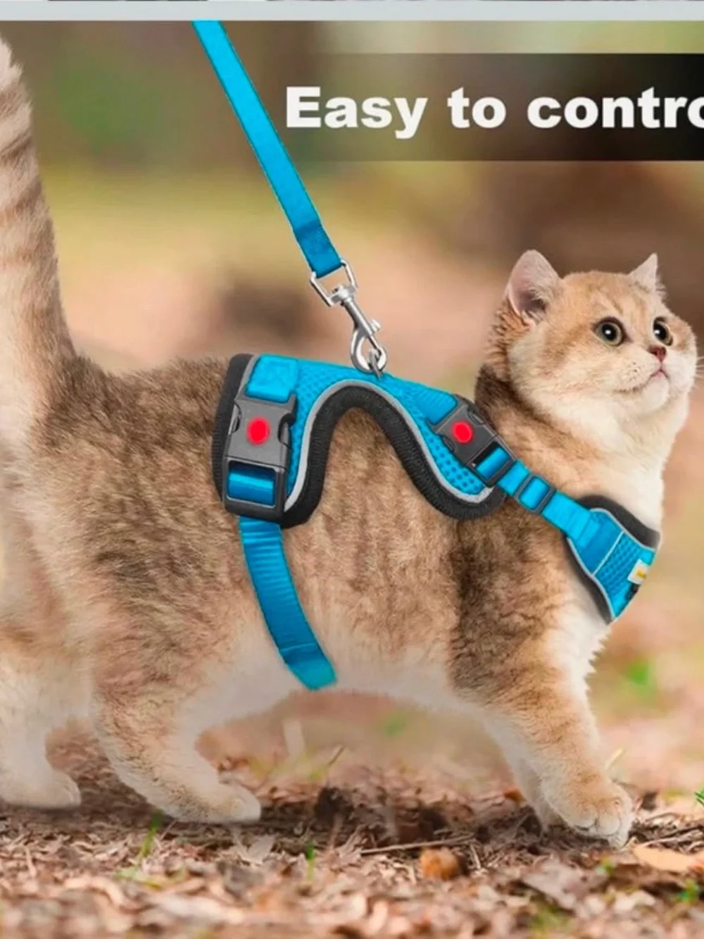 Blue Cat Harness and Leash Set - Comfortable Adjustable Pet Harness